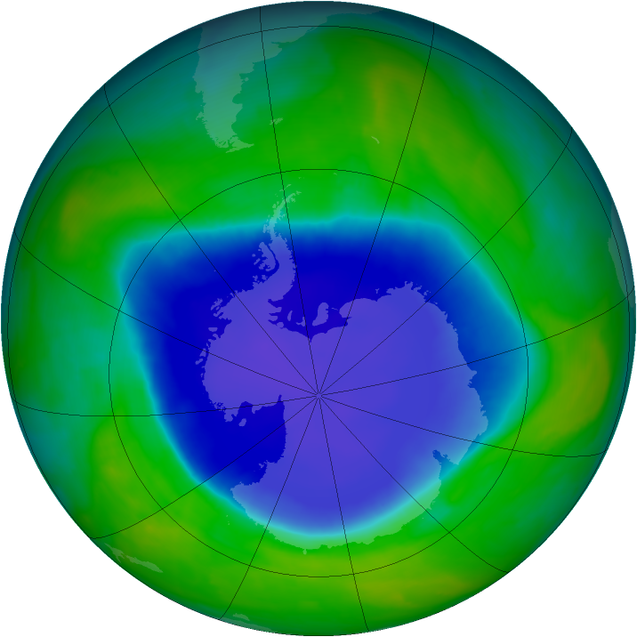 Antarctic ozone map for 18 November 2008